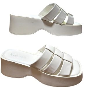 Eettaro White Platform Sandals Size 9